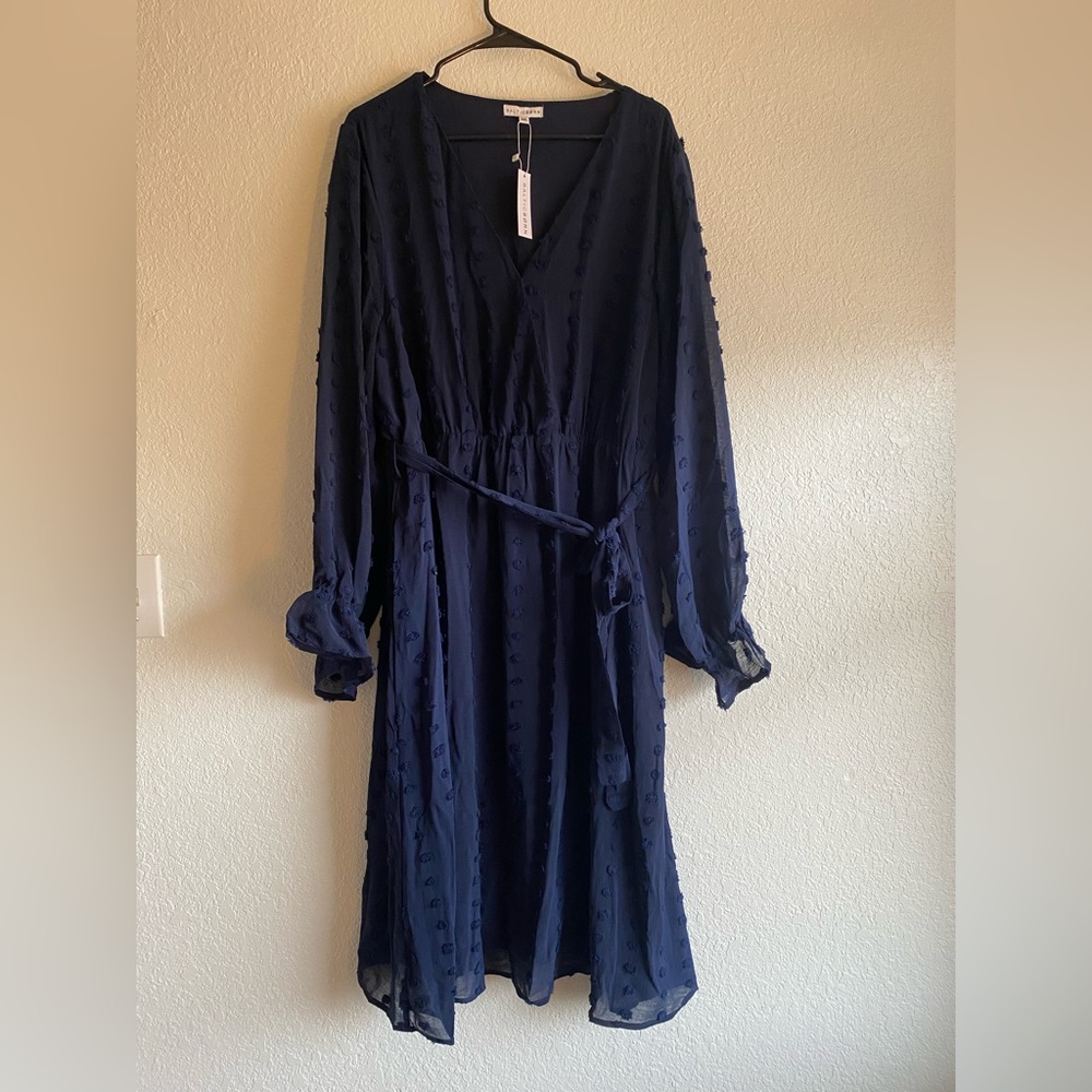 Baltic Born Paisley Dot Midi Dress in Navy NWT